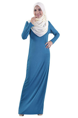 Model Rok Longbaju atasan Pensil Muslimah Polos Biru Model Rok Longbaju atasan Pensil Muslimah Polos Biru